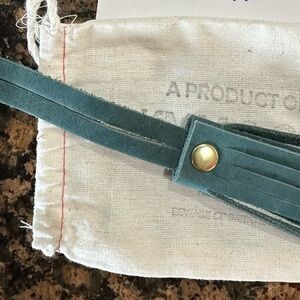 New KMM & Co. mini leather tassel in discontinued color: Atlantic Blue